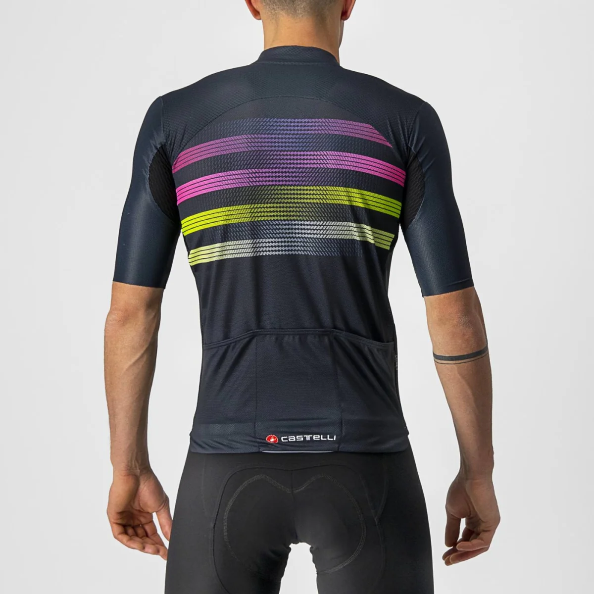 Maglia Castelli ciclismo "ENDURANCE PRO JERSEY" Savile Blue/Pink-Electric Lime - immagine 3
