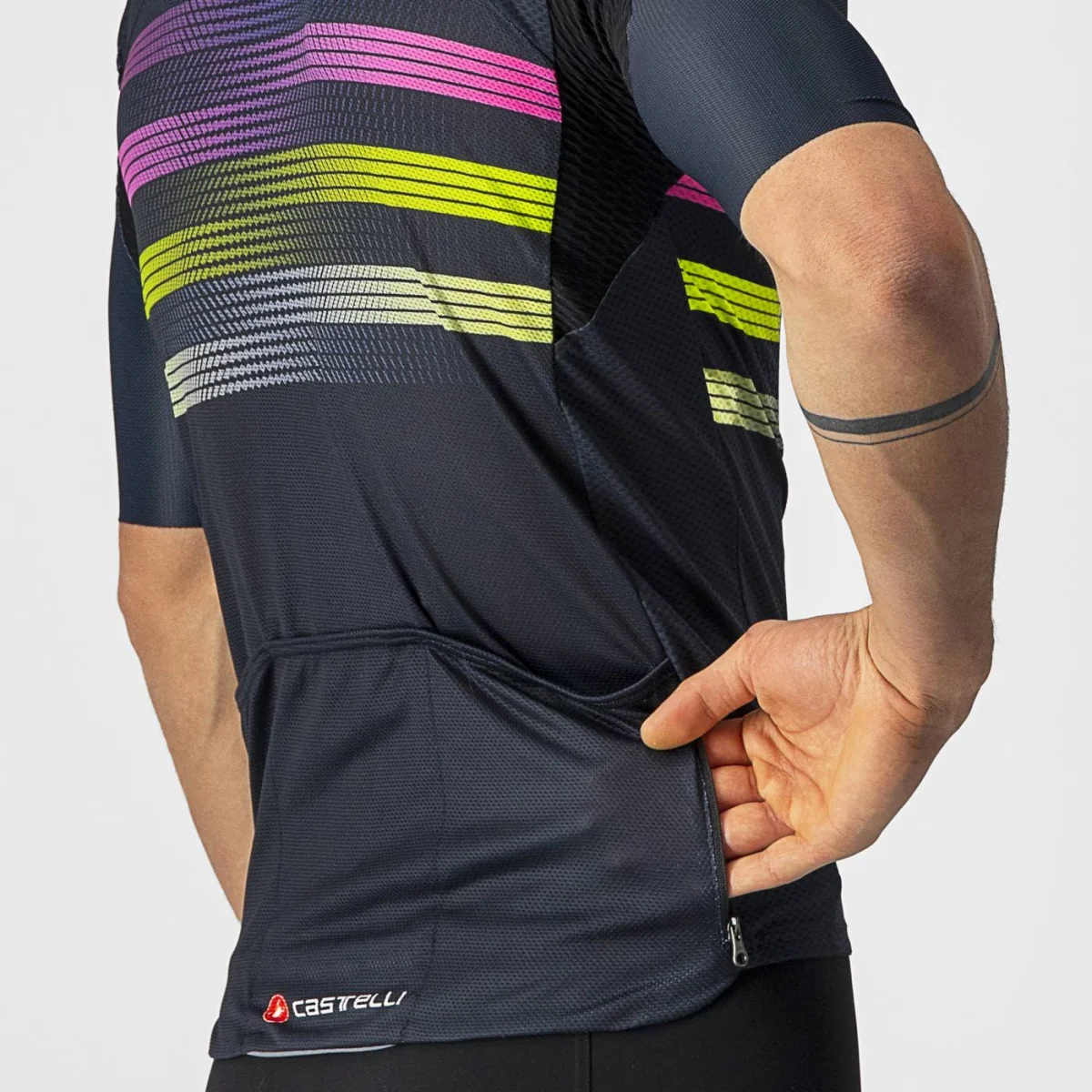 Maglia Castelli ciclismo "ENDURANCE PRO JERSEY" Savile Blue/Pink-Electric Lime - immagine 6