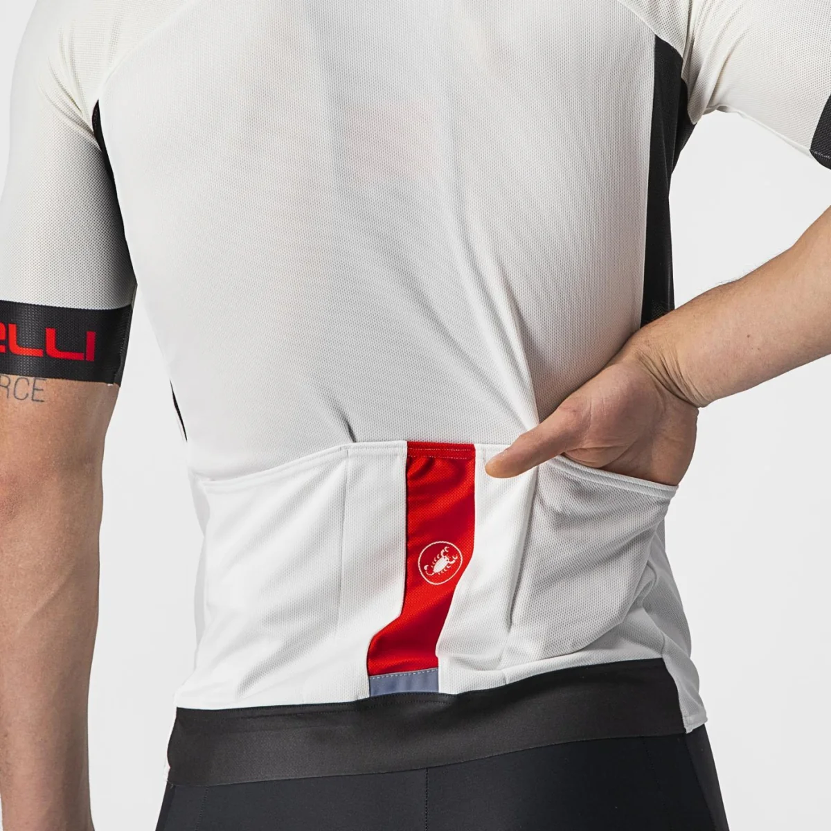 Maglia Ciclismo Castelli "ENTRATA VI JERSEY" Ivory/Light Black-Red - immagine 5