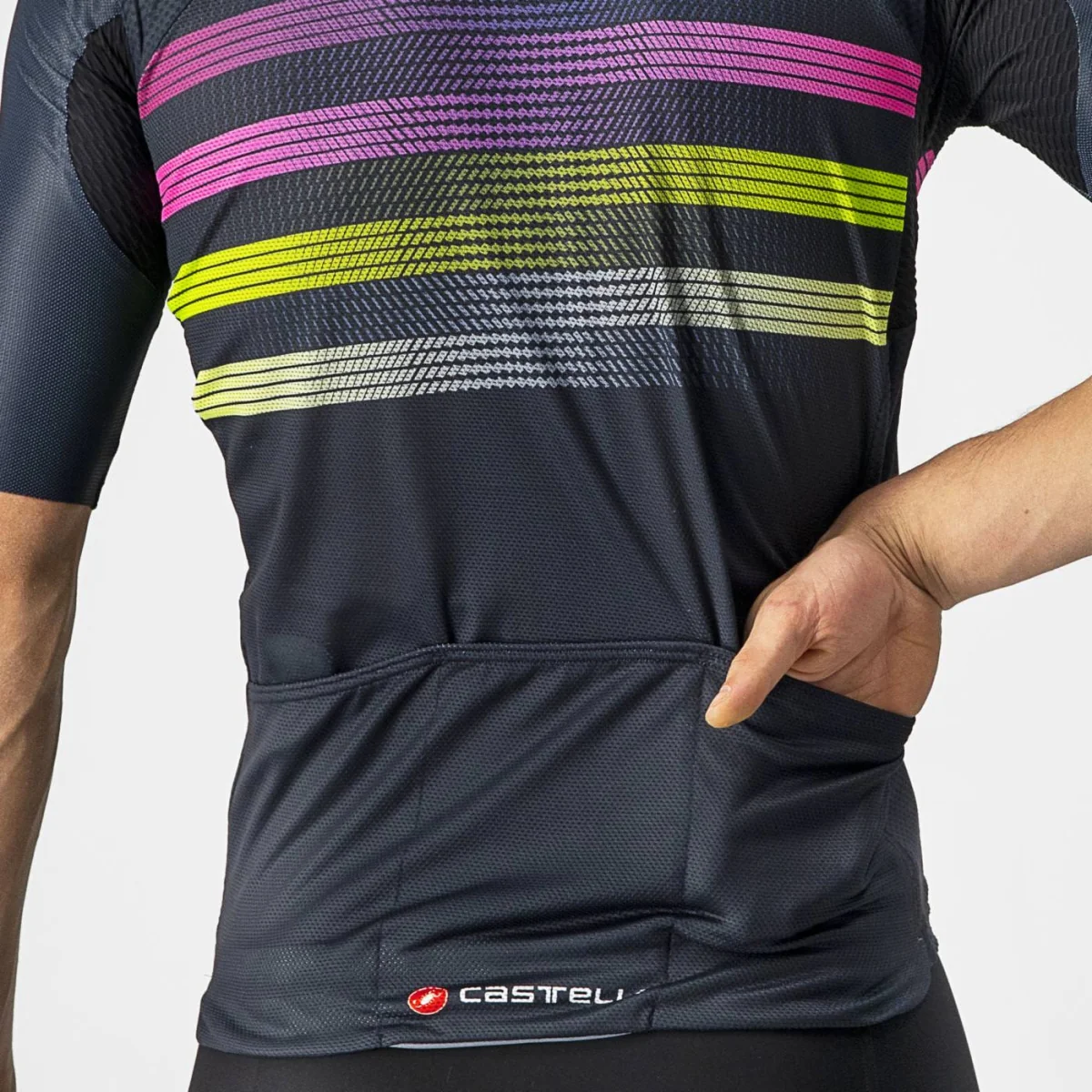 Maglia Castelli ciclismo "ENDURANCE PRO JERSEY" Savile Blue/Pink-Electric Lime - immagine 5