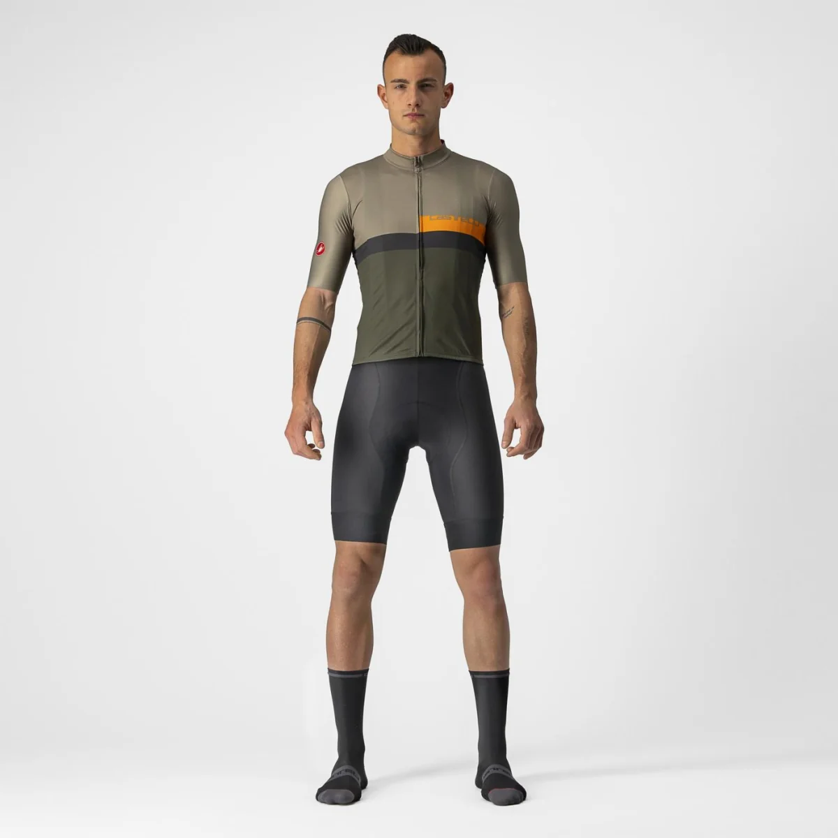 Maglia Castelli ciclismo "A BLOCCO JERSEY" Bark Green/Pop Orange-Dark Gra - immagine 2