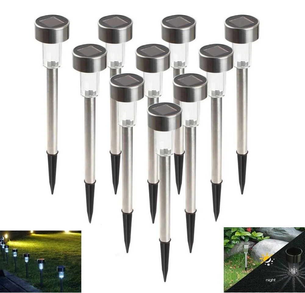 10 PEZZI Faretto led picchetto luce ricarica energia solare esterno giardino - immagine 3