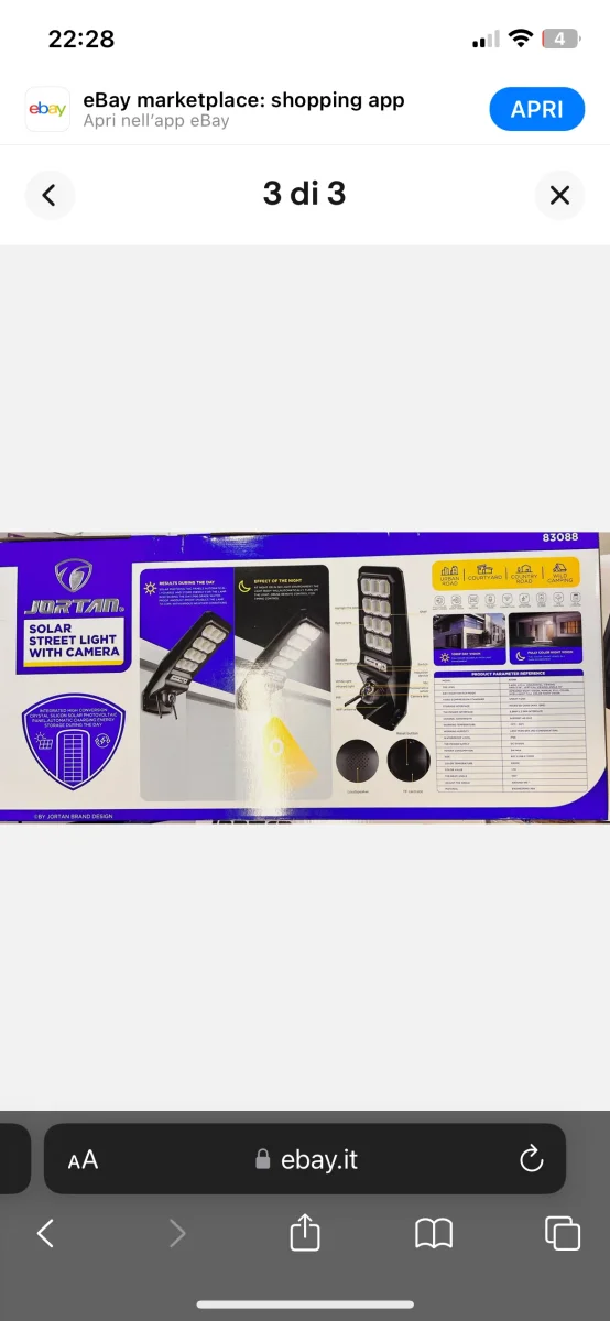 LAMPIONE STRADALE CON PANNELLO SOLARE 800w FARO LED CON TELECAMERA PTZ ICSEE - immagine 5