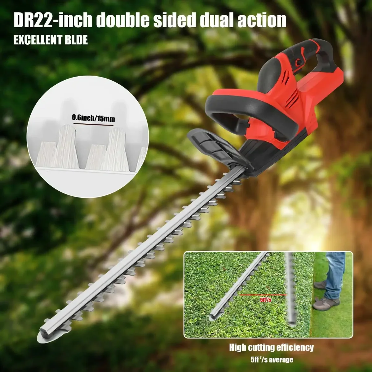 Tagliasiepi a Batteria 48V Lama 55 cm con 1 Batteria Potente e Professionale - immagine 3