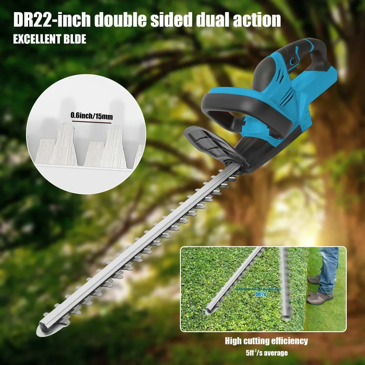 Tagliasiepi a Batteria 48V Lama 55 cm con 2 Batterie Potente e Professionale - immagine 3