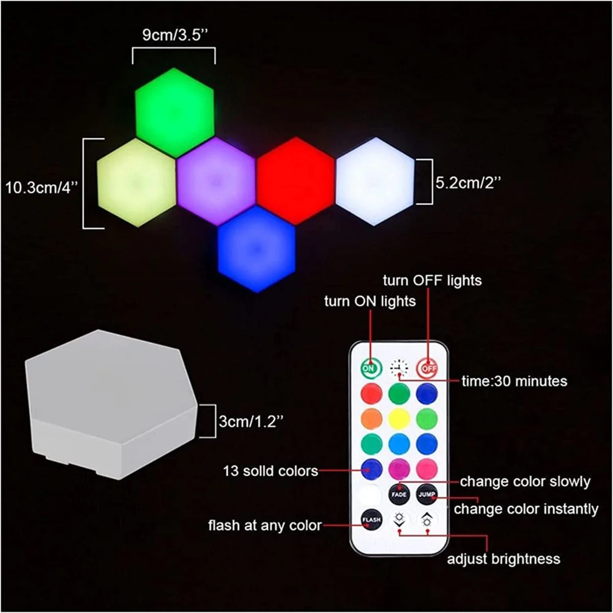 Lampada da parete a led esagonale rgb con app remoto control night light - immagine 4