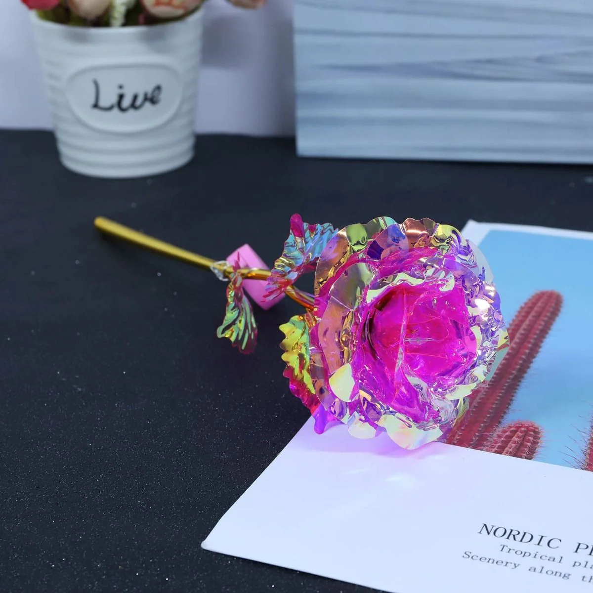 Fantatico set di 3 rose colorate con led ottima idea regalo per san valentino - immagine 9