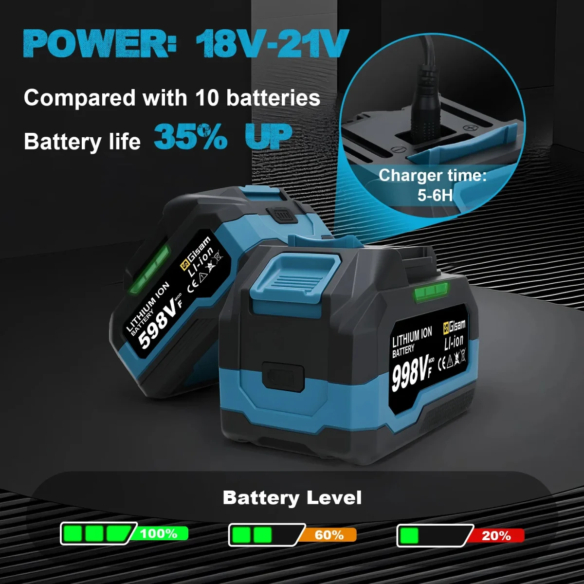 Batterie 21V 4.5Ah 4.0Ah litio compatibile trapani avvitatori motosega cesoie - immagine 7
