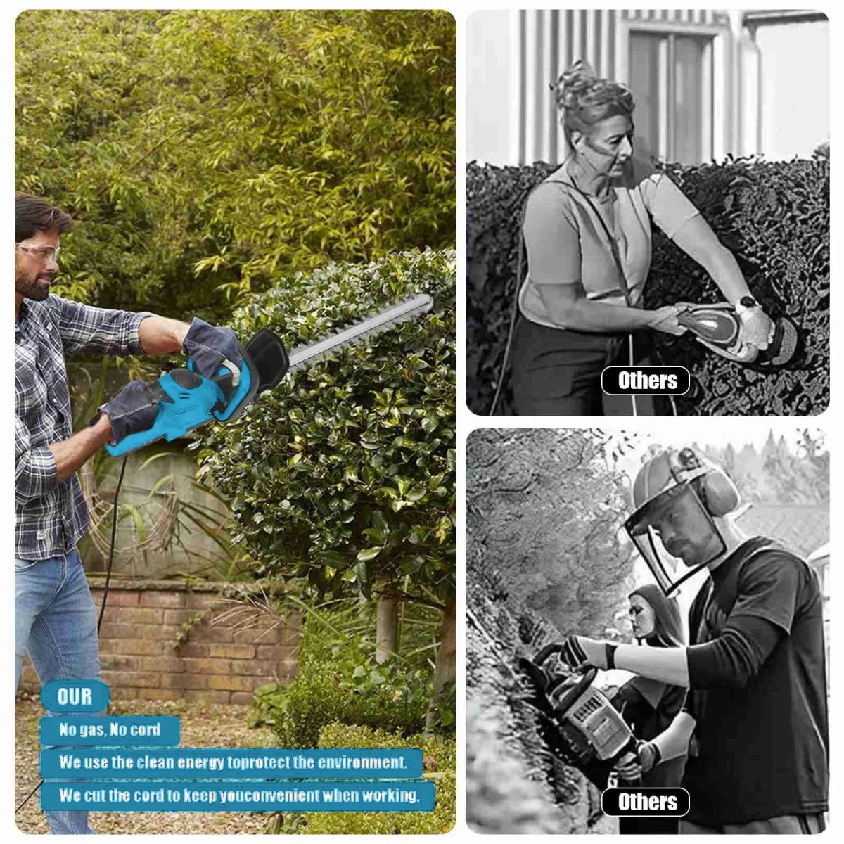 Tagliasiepi a Batteria 48V Lama 55 cm con 2 Batterie Potente e Professionale - immagine 7