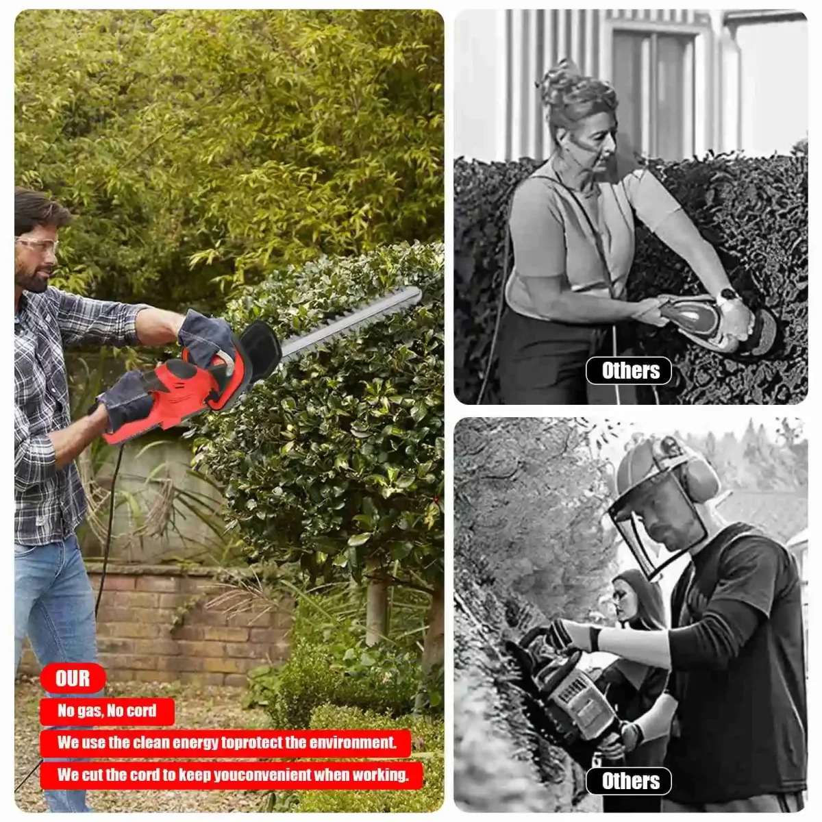 Tagliasiepi a Batteria 48V Lama 55 cm con 1 Batteria Potente e Professionale - immagine 5