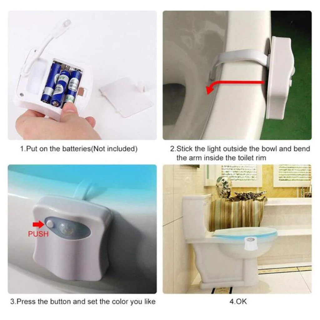 Wc Led Night Light 8 Colori Led variabili Light bowl sensore di movimento - immagine 7