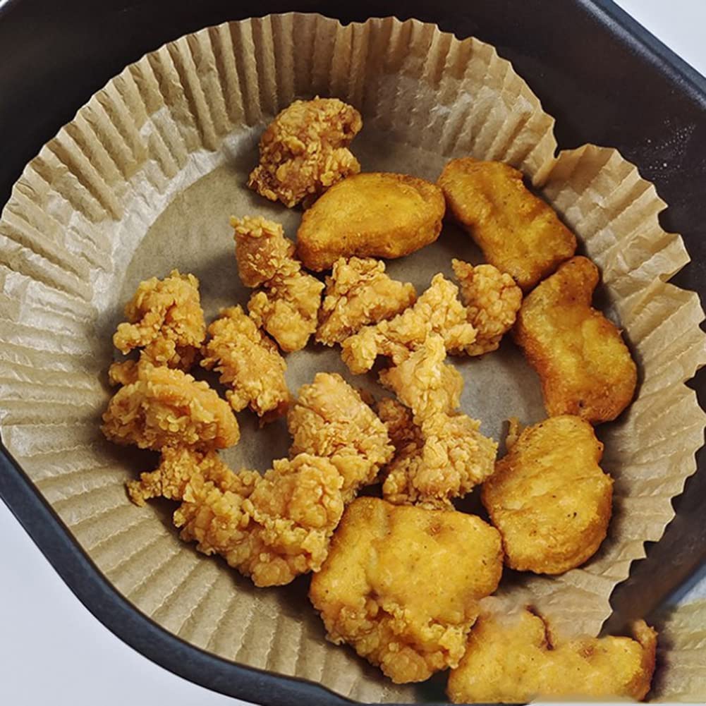 50-100-200 pz Fodere per forno in carta rotonda carta pergamena per friggitrice ad aria carta forno per friggitrice ad aria fodere friggitrice ad aria monouso antiaderenti - immagine 4