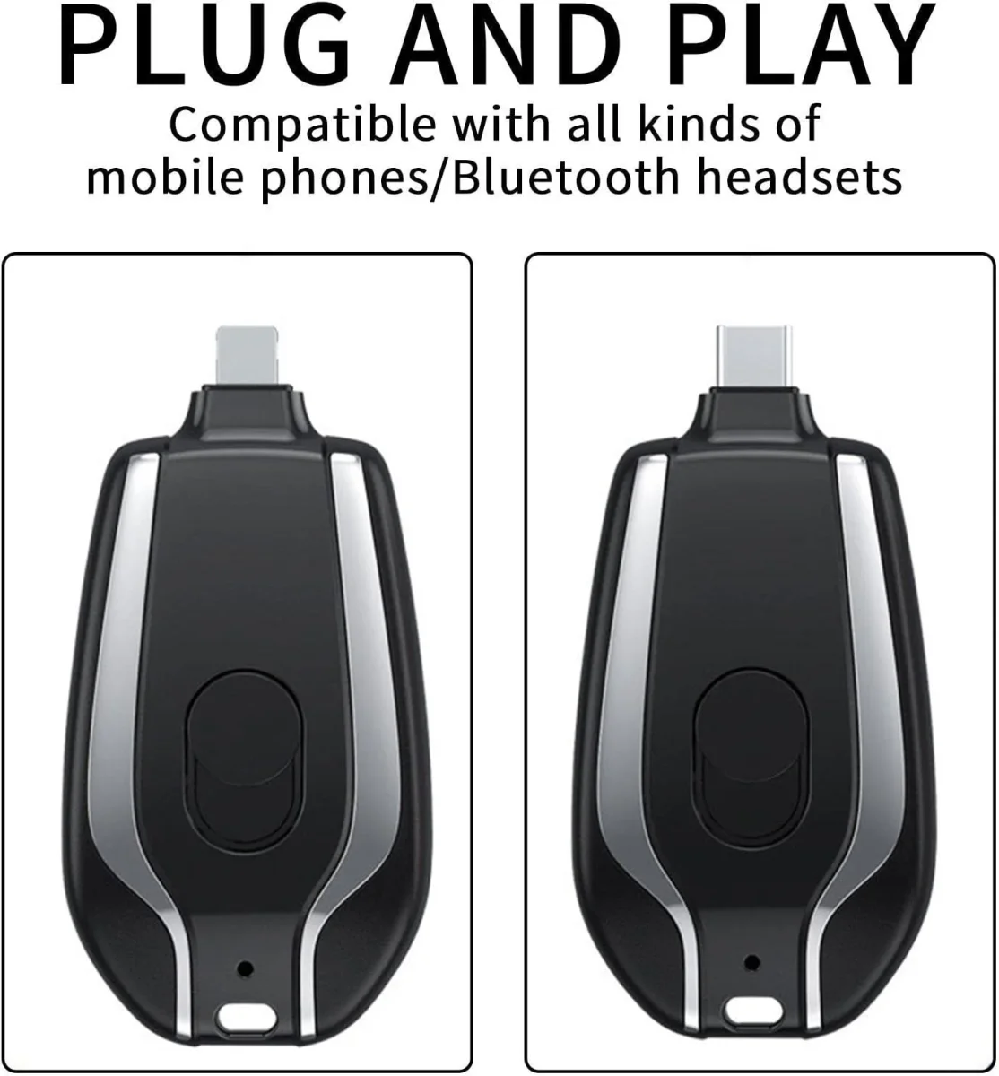 Mini powerbank emergenza 1500 mah portachiavi caricabatterie portatile usb-c - immagine 6