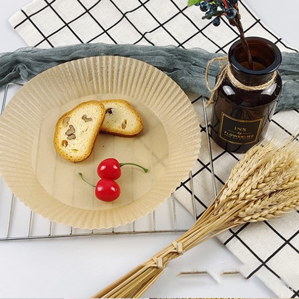 50-100-200 pz Fodere per forno in carta rotonda carta pergamena per friggitrice ad aria carta forno per friggitrice ad aria fodere friggitrice ad aria monouso antiaderenti - immagine 3