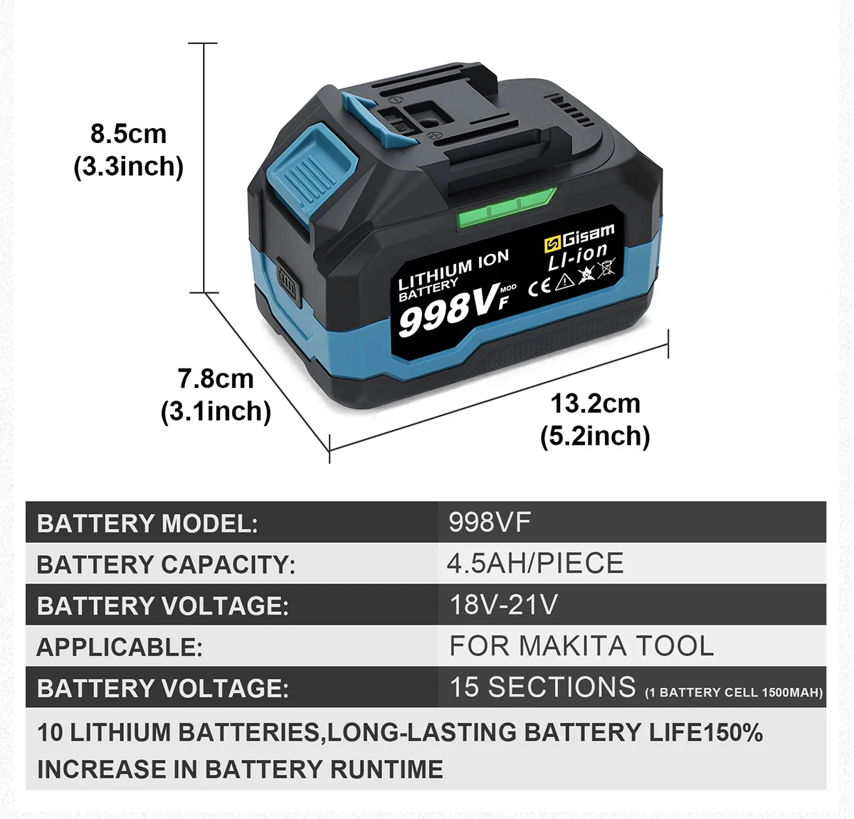 Batterie 21V 4.5Ah 4.0Ah litio compatibile trapani avvitatori motosega cesoie - immagine 9