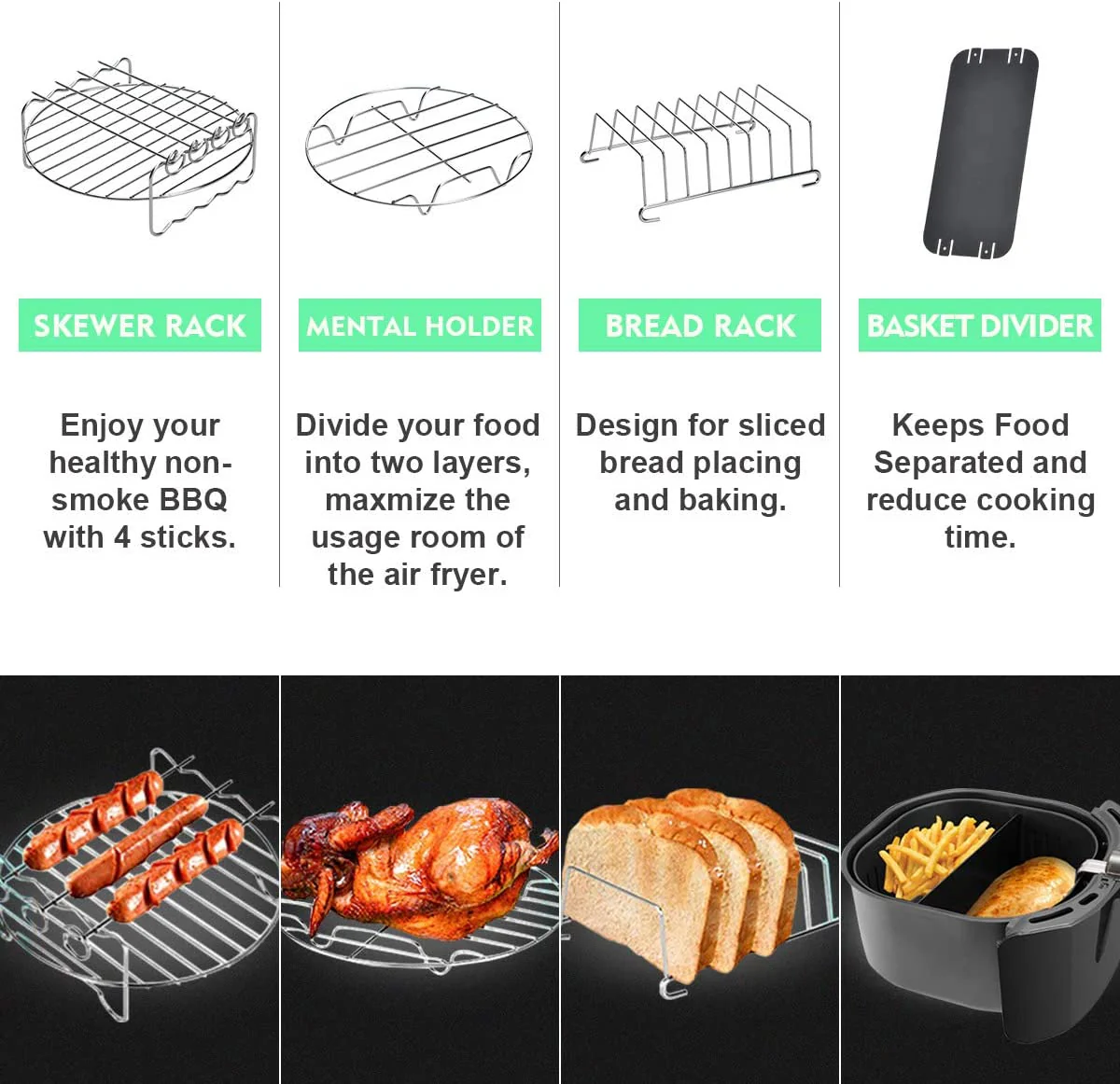 12 pezzi accessori per friggitrice ad aria Air Fryer - immagine 5