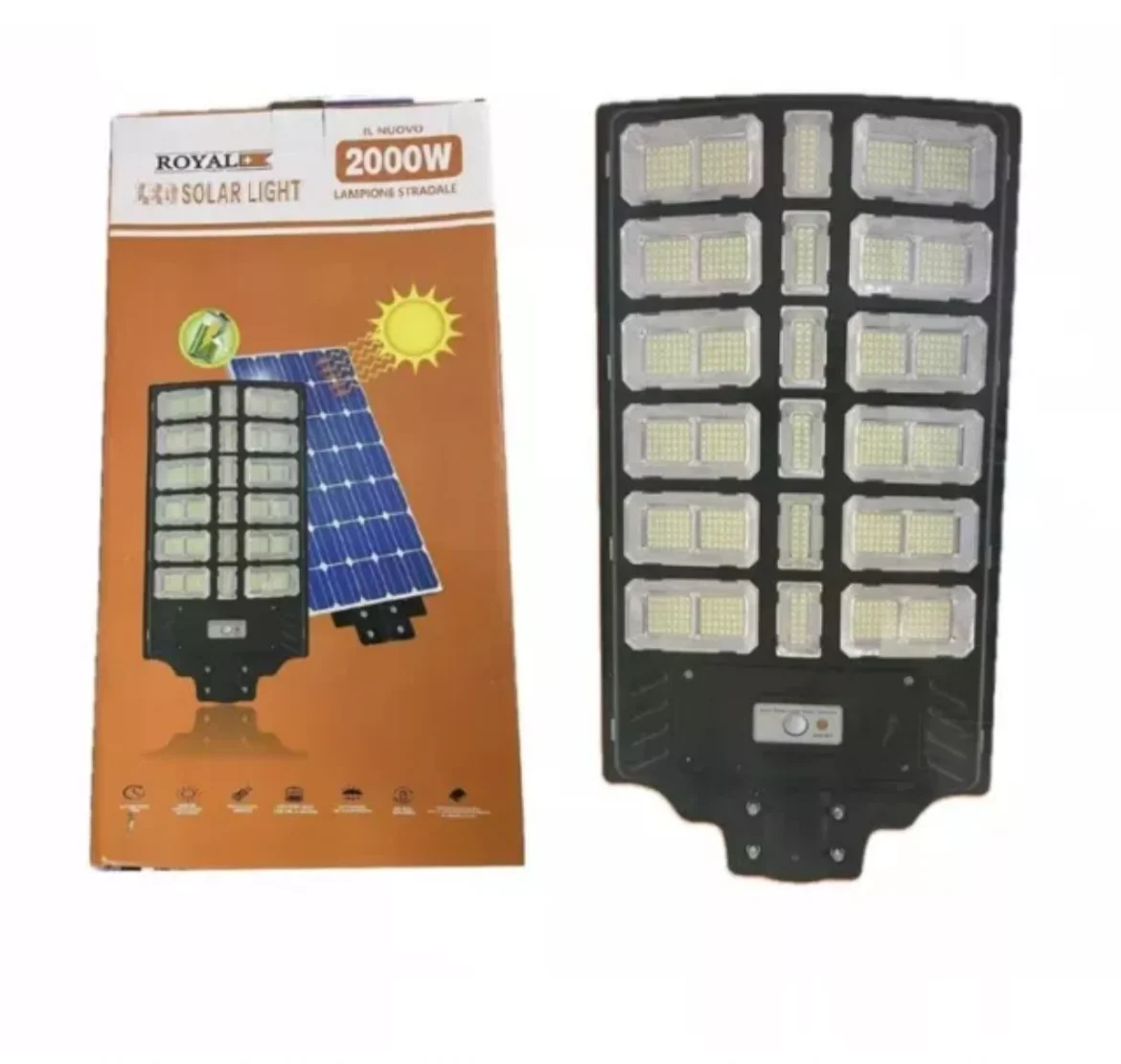 LAMPIONE STRADALE SOLARE FARO LED 2000W CON TELECOMANDO IMPERMEABILE - immagine 2
