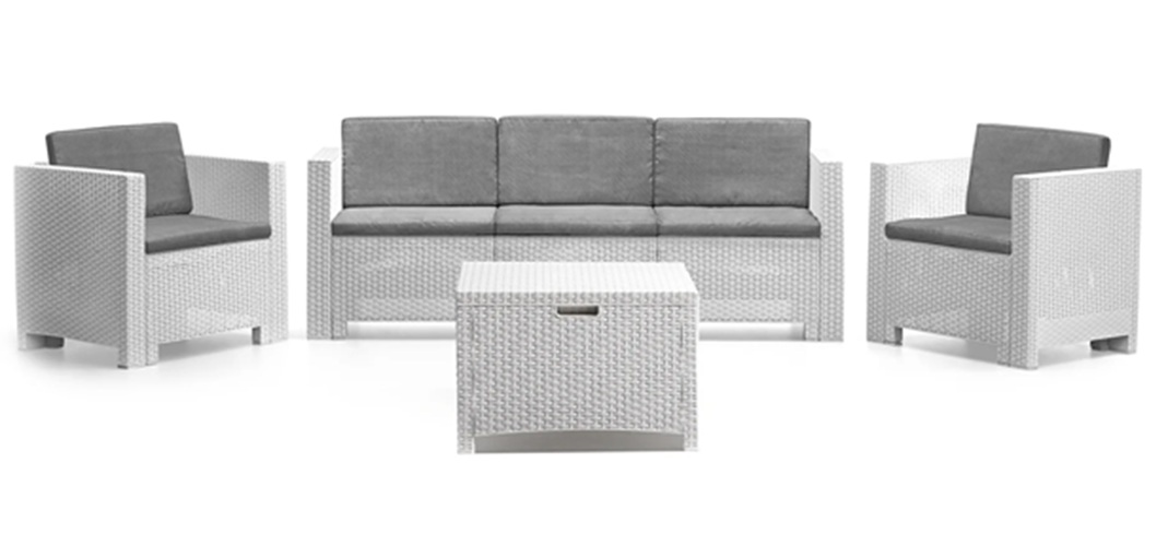 SET SALOTTO COLORADO 5 posti CON CUSCINI COL. BIANCO - immagine 2