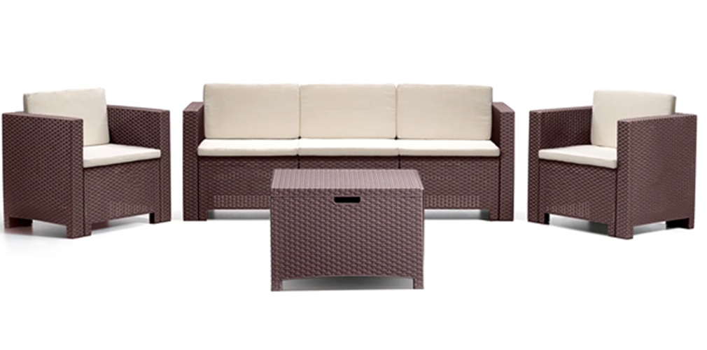 SET SALOTTO COLORADO 5 posti CON CUSCINI COL. MARRONE - immagine 2