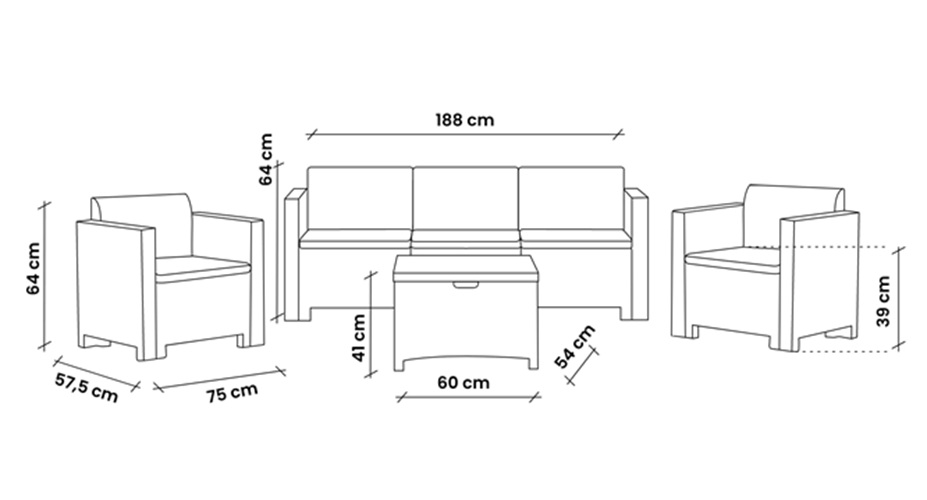 SET SALOTTO COLORADO 5 posti CON CUSCINI COL. BIANCO - immagine 3