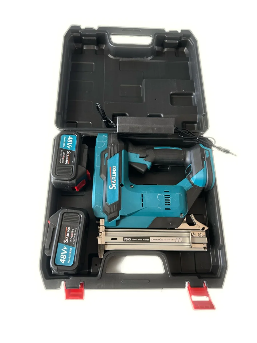 Sparachiodi in acciaio Chiodatrice a perni senza fili da 48v , GRAFFETTATRICE, SPILLATRICE sparachiodi elettrica PER la lavorazione del legno , CHIODI 1-3cm - immagine 2