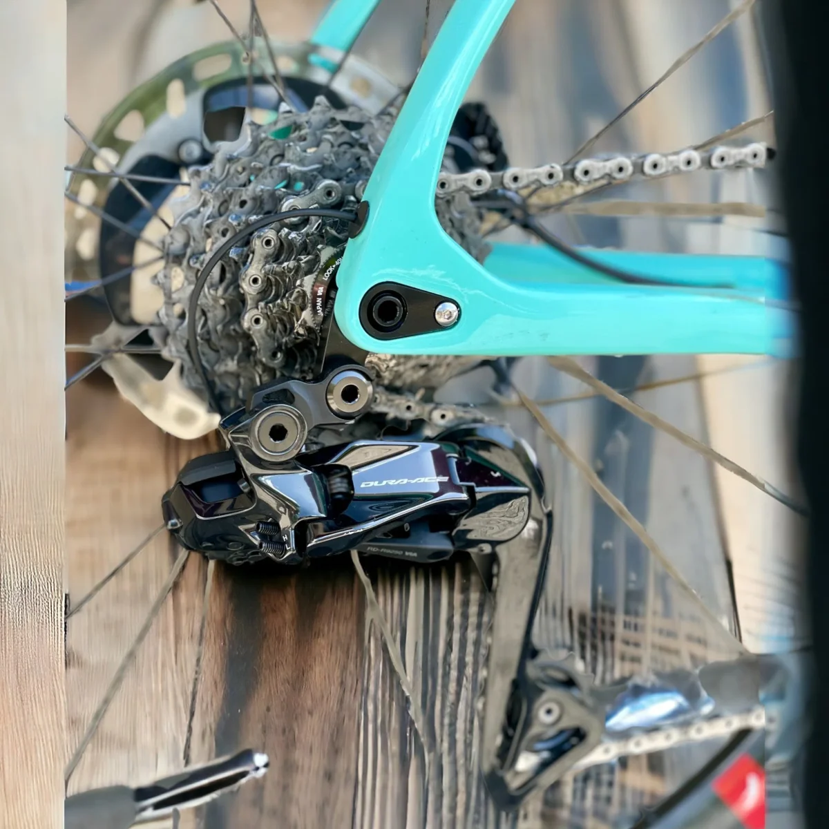 BICI DA CORSA BIANCHI SPECIALISSIMA USATA DURAACE DI2 12V RUOTE SHIMANO RS - immagine 3