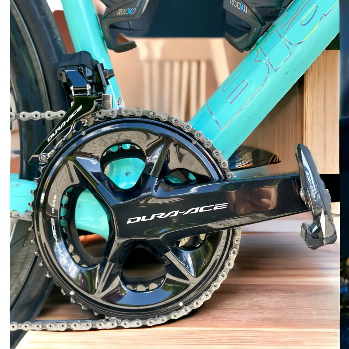 BICI DA CORSA BIANCHI SPECIALISSIMA USATA DURAACE DI2 12V RUOTE SHIMANO RS - immagine 4