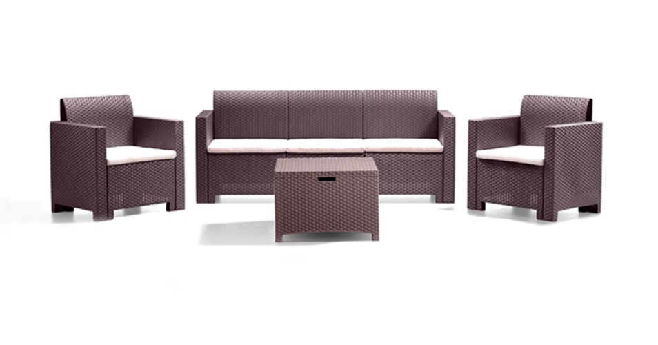 SET SALOTTO NEBRASKA 5 posti CON CUSCINI COL. MARRONE - immagine 2