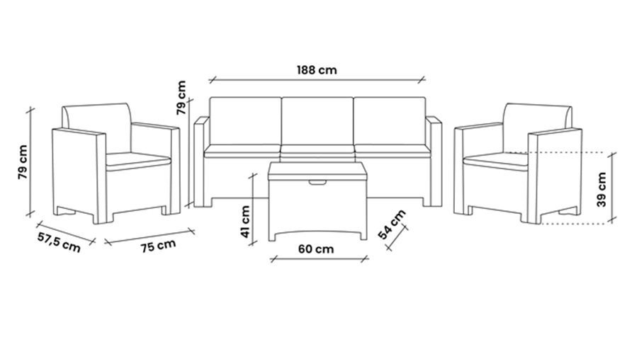 SET SALOTTO NEBRASKA 5 posti CON CUSCINI COL. MARRONE - immagine 3