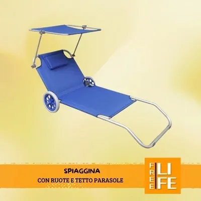 Spiaggina con ruote con tetto parasole - immagine 2