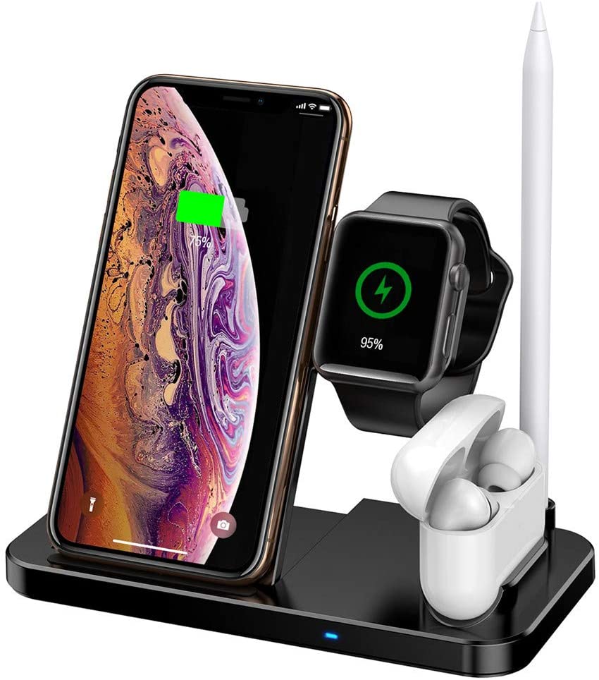 4 in 1 Caricatore Wireless Caricabatterie Supporto di Ricarica Docking - immagine 2