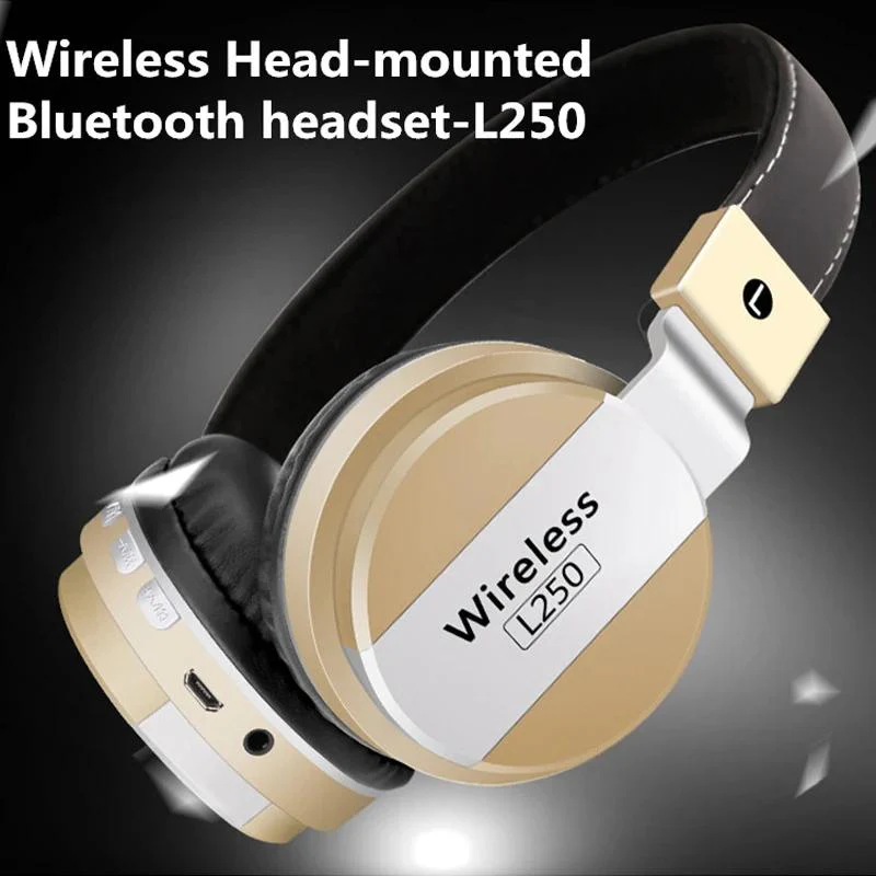 L250 Cuffie Senza Fili Bluetooth Auricolare Regolabile Auricolari Con Microfono Per PC Telefono Mp3 - immagine 2