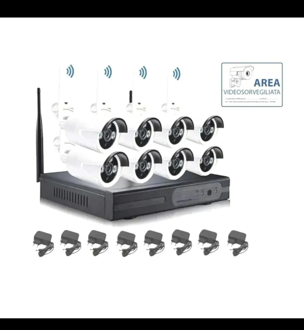 KIT VIDEOSORVEGLIANZA 5G 2 MP FULL WIFI HD IP 8 TELECAMERE NVR LAN REMOTO - immagine 2