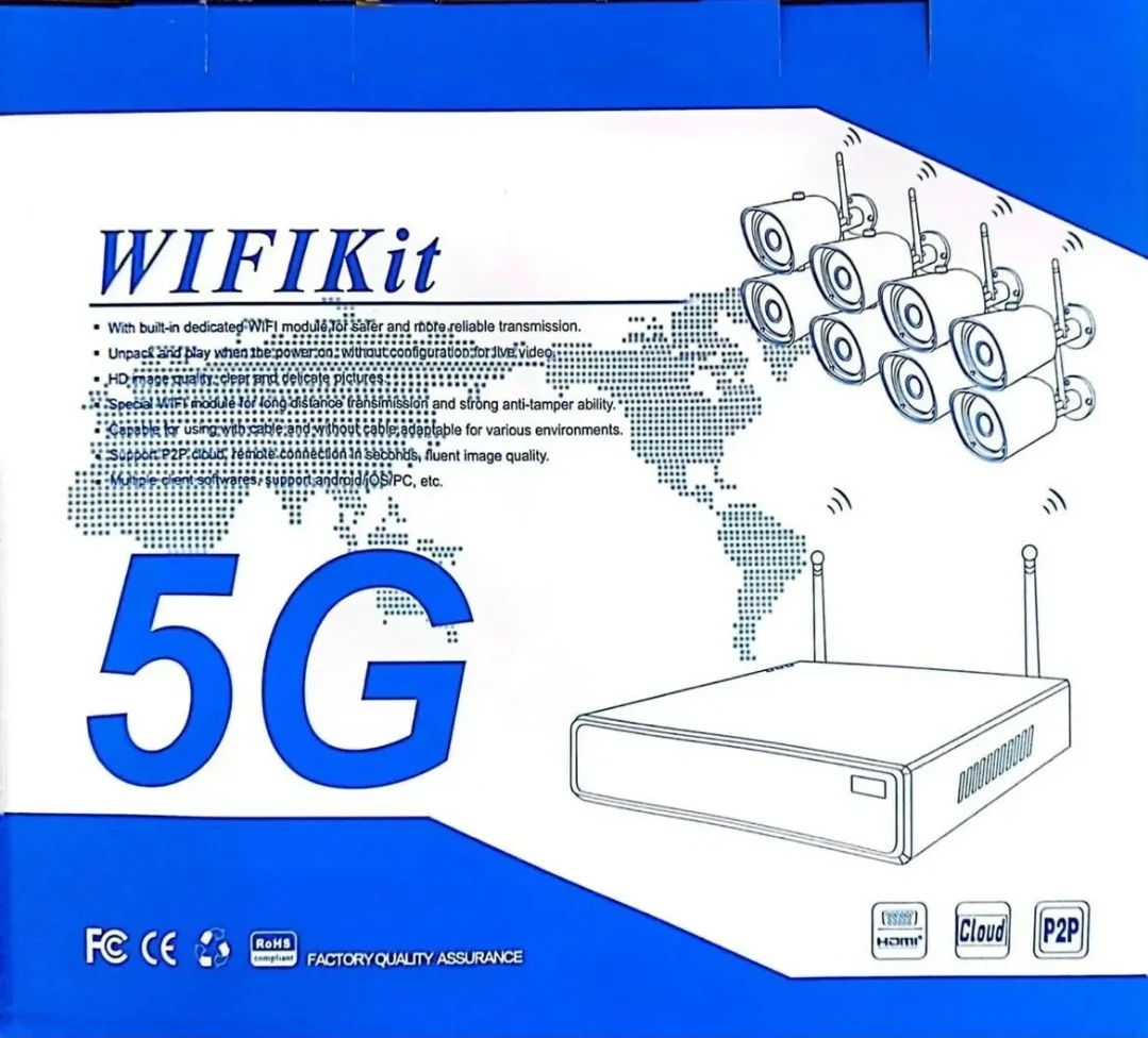 KIT VIDEOSORVEGLIANZA 5G 2 MP FULL WIFI HD IP 8 TELECAMERE NVR LAN REMOTO - immagine 8