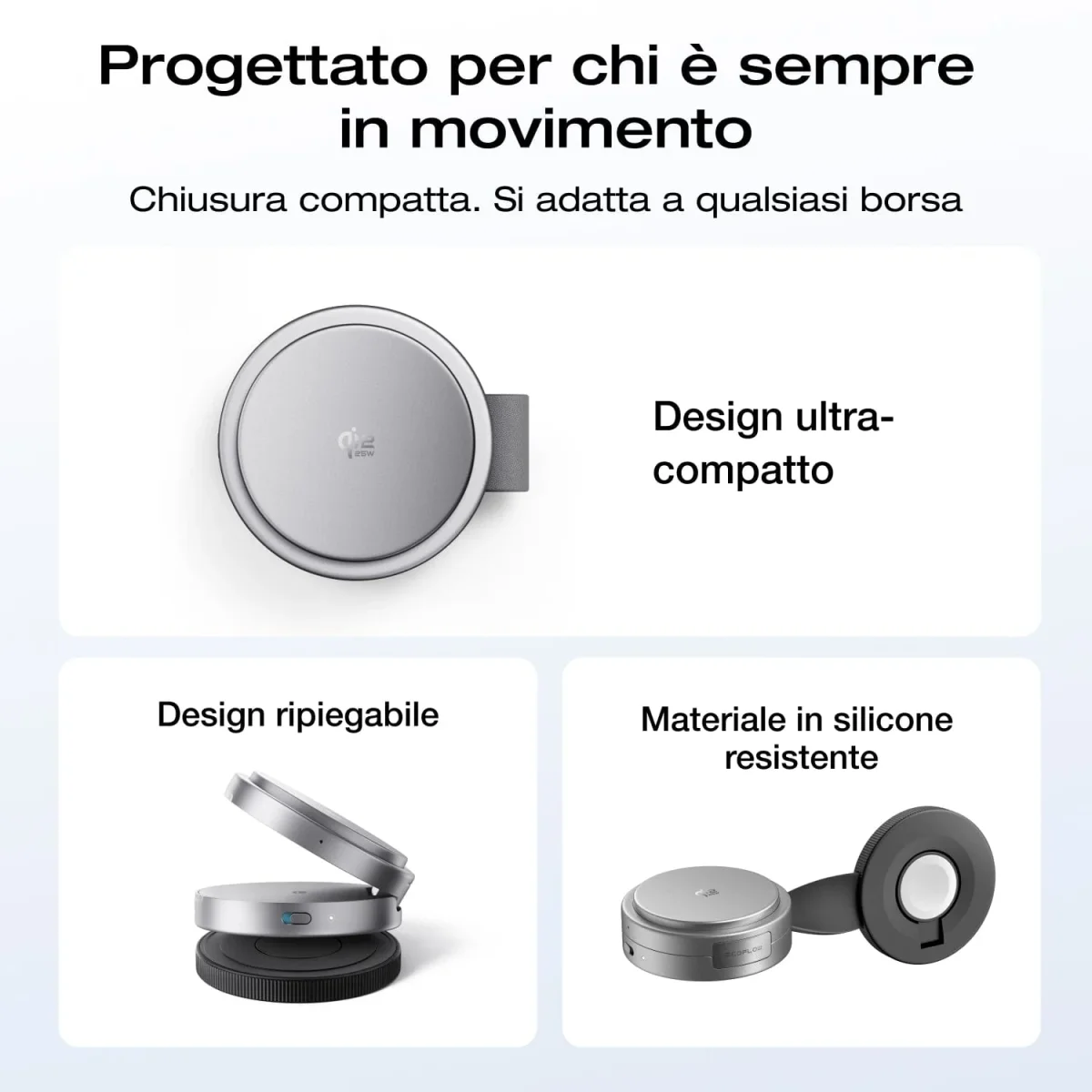 Stazione di ricarica wireless EcoFlow RAPID Mag Qi2.2 (pieghevole 3 in 1) - immagine 9