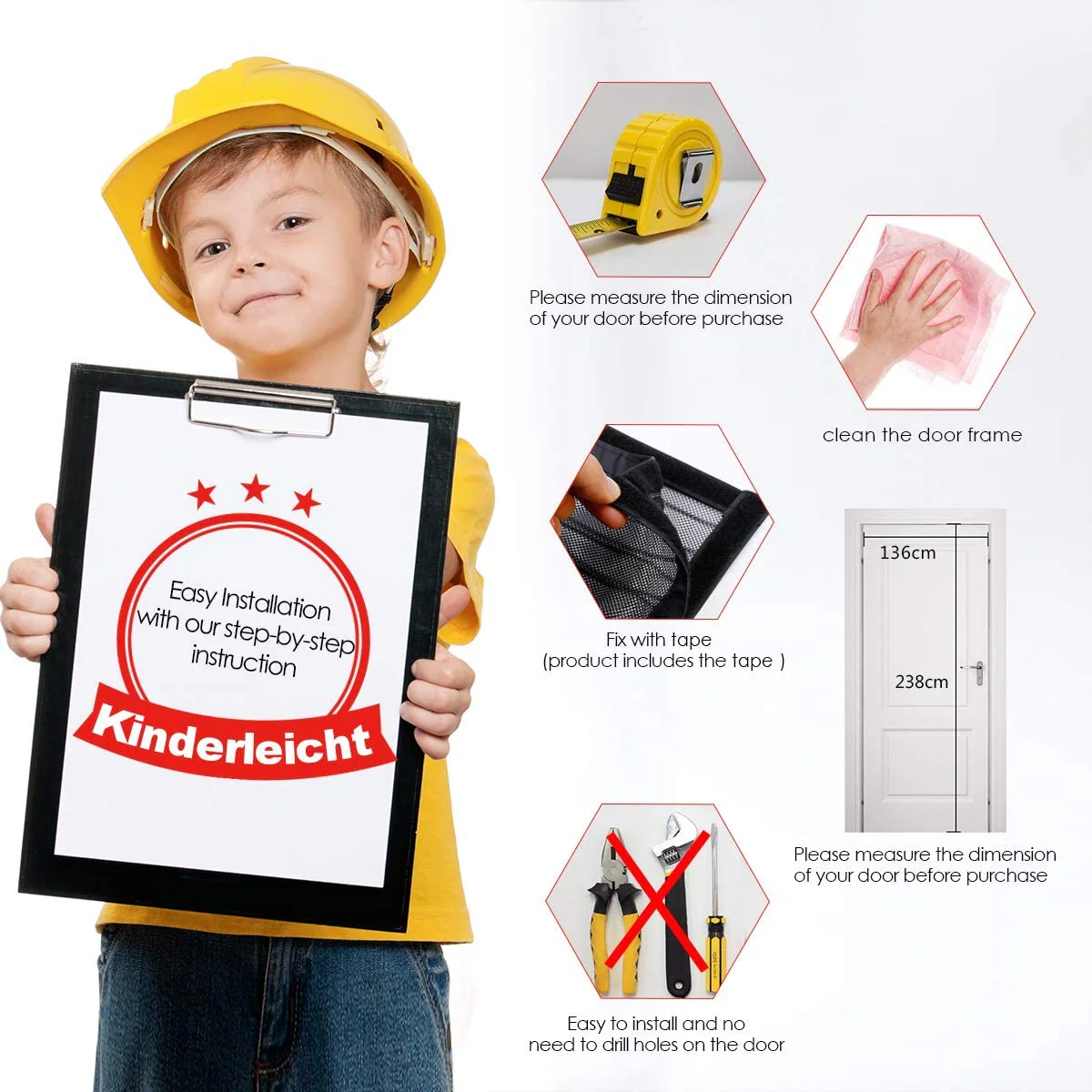 Zanzariera Magnetica Porta Finestra 140 x 240cm Resistente Traspirante Tenda Zanzariere a Calamita Elegante Zanzariera Porta per Casa Ufficio - immagine 7